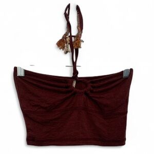 Mora Dark Brown Halter Crop Top